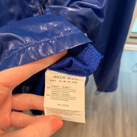 Bright Blue Lightweight Jacket Armani Jeans with retractable hoodie - Picture 6 of 12